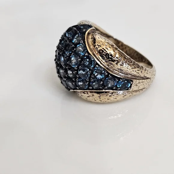 Genuine 5.10 Carat London Blue Topaz Ring Sterling Silver Gold Vermeil Size